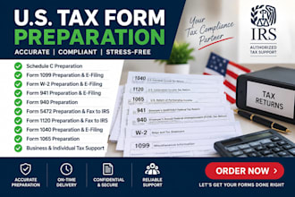 prepare form w3 for business tax and US tax filing 1040 1120