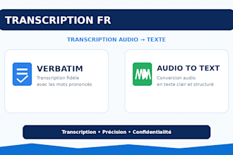 do audio and video transcription in french and english