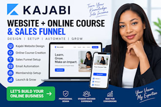 build kajabi website, online course and sales funnel