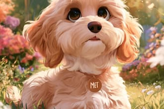 draw your cute pet into disney cartoon portrait style