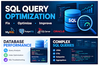 fix and optimize complex sql queries and databases