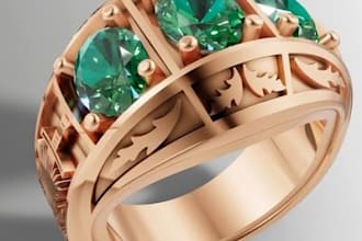 create custom jewelry cad design, 3d jewelry modeling and rendering