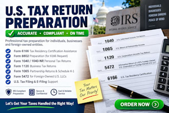 prepare and efile US tax returns for business 1040 1065 1120 5472