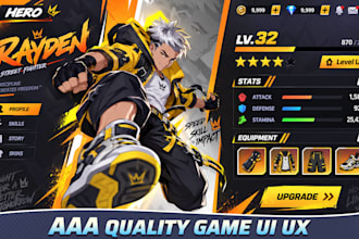 design professional game UI, hud, menus and inventory