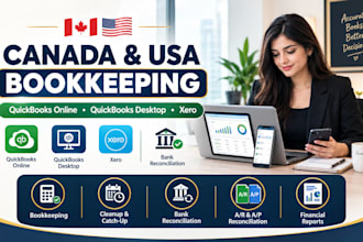 do professional canada and USA bookkeeping in quickbooks and xero