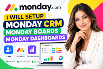 setup monday CRM, monday boards, monday dashboards, monday com consultant