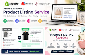 create SEO product listings for shopify mercari and poshmark