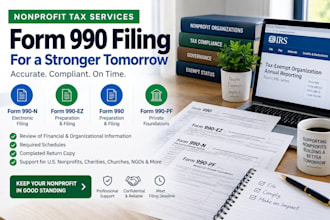 prepare and file nonprofit form 990, 990ez, 990n, and 990pf annual tax return