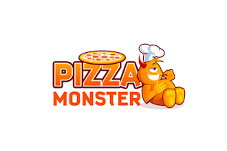 design cartoon pizza monster theme logo for you