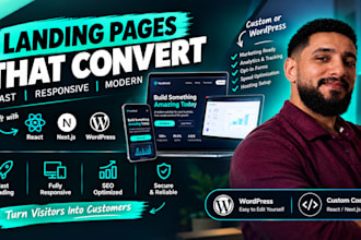 build a fast responsive landing page react nextjs or wordpress