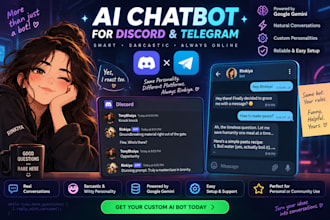 develop ai based chatbots for telegram, discord and websites
