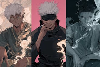 draw unique anime illustration in jujutsu kaisen style