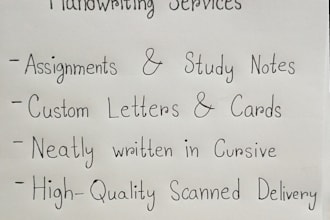 write neat handwritten notes, assignments, and custom letters