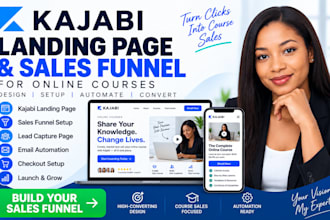 design kajabi landing page and sales funnel for online courses