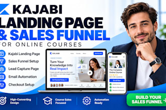 design kajabi landing page and sales funnel for online courses