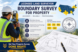 licensed land surveyor stamp and boundary survey for property in ca tx ma ny ga