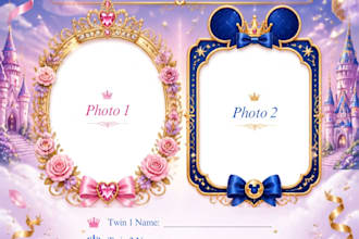 luxury twins birthday invitation