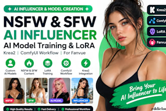 do nsfw sfw ai influencer ai model train krea2 lora comfyui workflow for fanvue