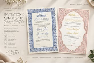 design a custom printable islamic nikah certificate or marriage contract