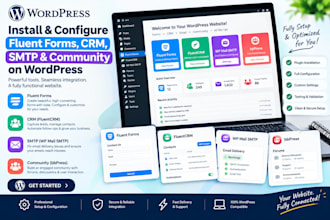 install and configure fluent forms, CRM, SMTP and community on wordpress