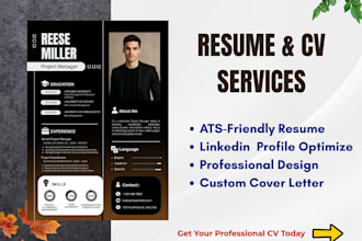 create ats friendly resume, CV, cover letter and linkedin