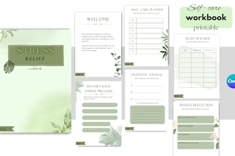 design a beautiful printable self care workbook