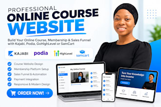 do online course website kajabi website podia, gohighlevel website, samcart