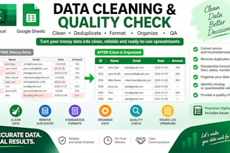clean and quality check your excel or google sheets data