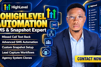 set up gohighlevel missed call text, sms automation, snapshot setup, call flow