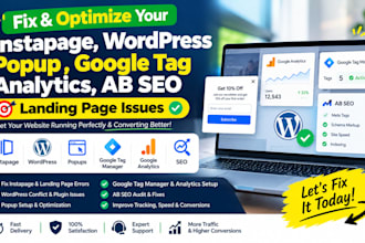 fix instapage worpress popup google tag analytics ab seo landing page issues