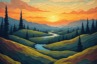 design professional flat vector landscape illustration