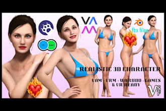 create realistic 3d nsfw adult characters for games, vam, vrm vtubers and warudo