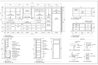 create 2d kitchen drawings and 3d kitchen design with detailed layout