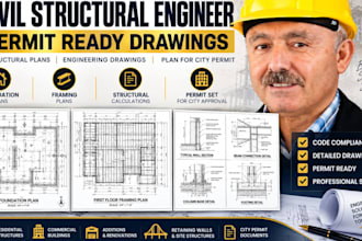 civil structural engineer drawing structural permit drawing plan for city permit