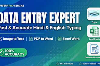 do data entry typing work in excel and word
