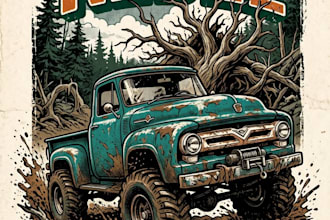 design high quality vintage monster jeep logo with unlimited revision