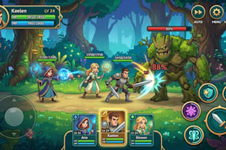 design custom 2d game ui, mobile game ui, hud, and casual game assets