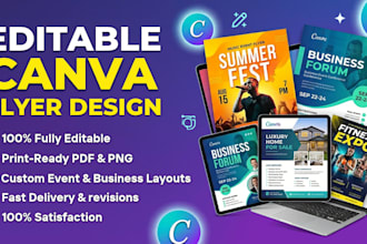 design custom editable canva flyer for business and events