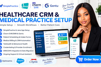 setup healthcare CRM, medical simplepractice, jane app, charm ehr emr ezlynx