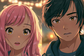 draw anime couple illustration