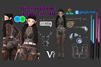 create game ready tf2, sfm, gmod, vrchat props, outfits, assets and weapons