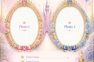 luxury twins birthday invitation