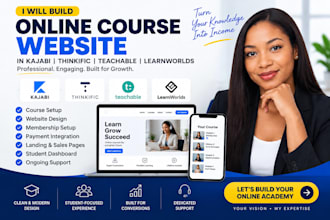 build online course website in kajabi thinkific teachable learnworlds
