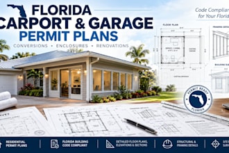 florida carport garage conversion permit plans site plan floor plan permit stamp