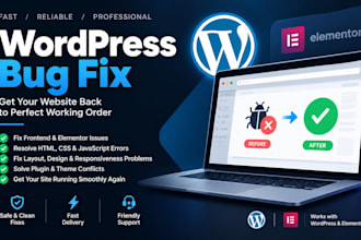 fix wordpress elementor HTML CSS and frontend bugs