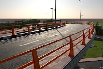 design 3d bridge, construction site, flyover bridge, highway design, road model