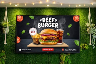 design restaurant menu, food flyer and digital TV menu board