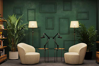 3d podcast room, 3d studio room, youtube room and talk show design