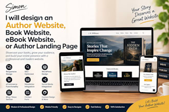 design an author website, book website, ebook website, or author landing