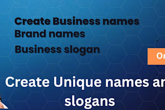create unique business names, brand names, product names and slogans